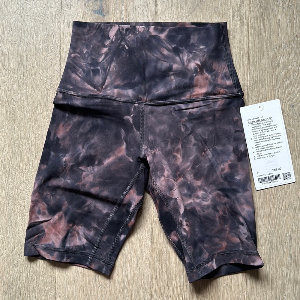 align high rise short 8" diamond dye graphite grey pink pastel size 2 lululemon